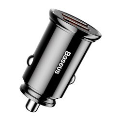 Baseus Circular Plastic A+A 30W |  Ładowarka samochodowa 2x USB Quick Charge 3.0 Huawei SCP 5A LED