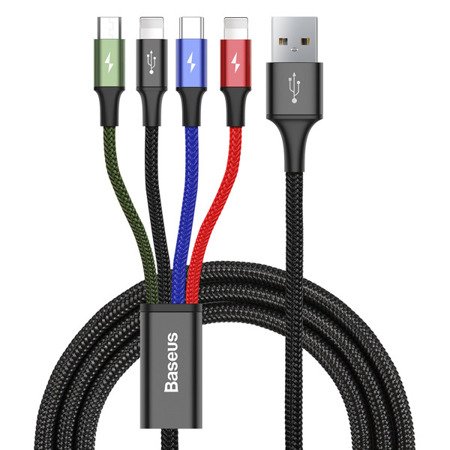 Baseus Fast 4-in-1 | Kabel 4w1 USB - 2x Lightning (iPhone) + Micro + Type-C 3.5A 1.2m 