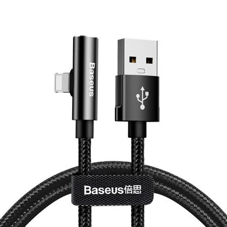 Baseus Rhythm Bent / Kątowy kabel USB - Lightning iPhone + adapter na słuchawki 2w1 2A 0.5m EOL