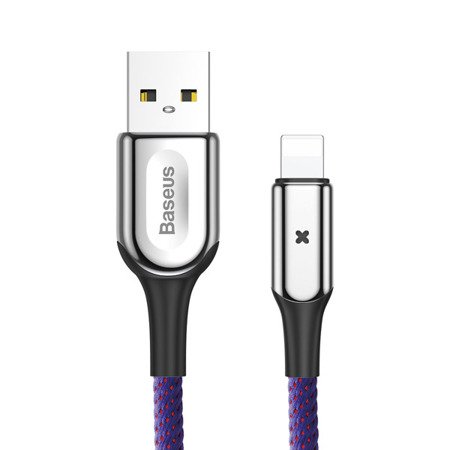 Baseus X-type | Kabel z diodą LED USB - Lightning iPhone szybkie ładowanie 2.4A 50cm EOL